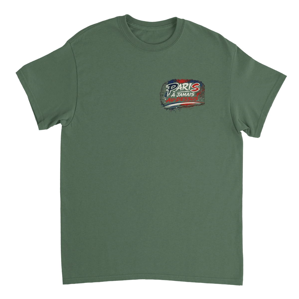 T-shirt streetwear Paris À Jamais Au-Dessus coloris vert kaki