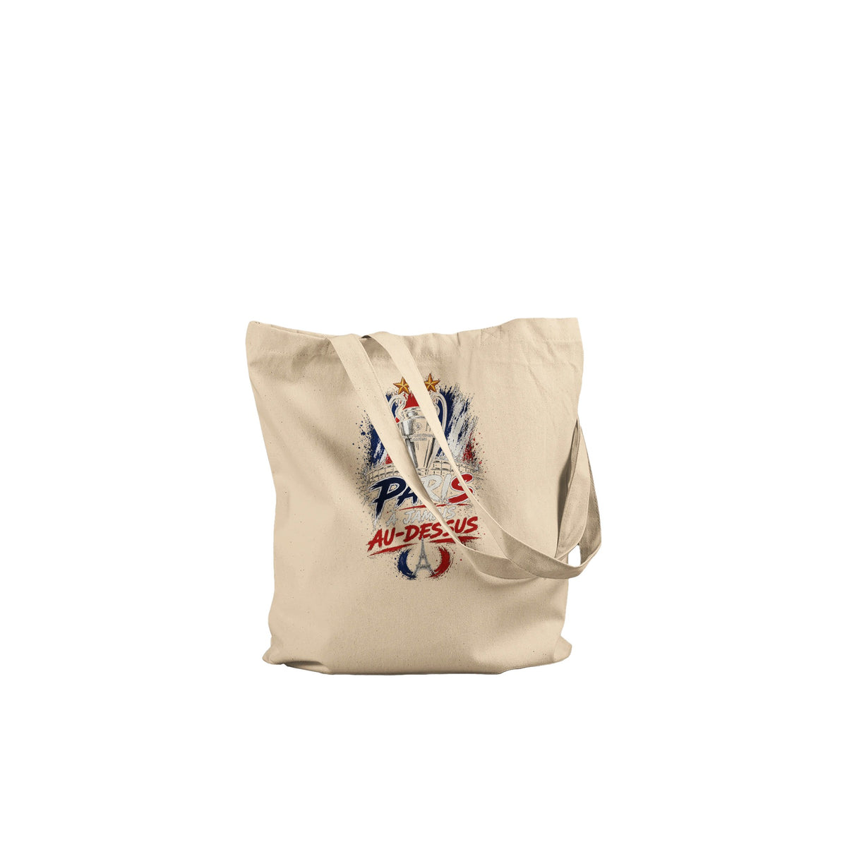 Tote bag Paris À Jamais Au-Dessus tenu par les anses